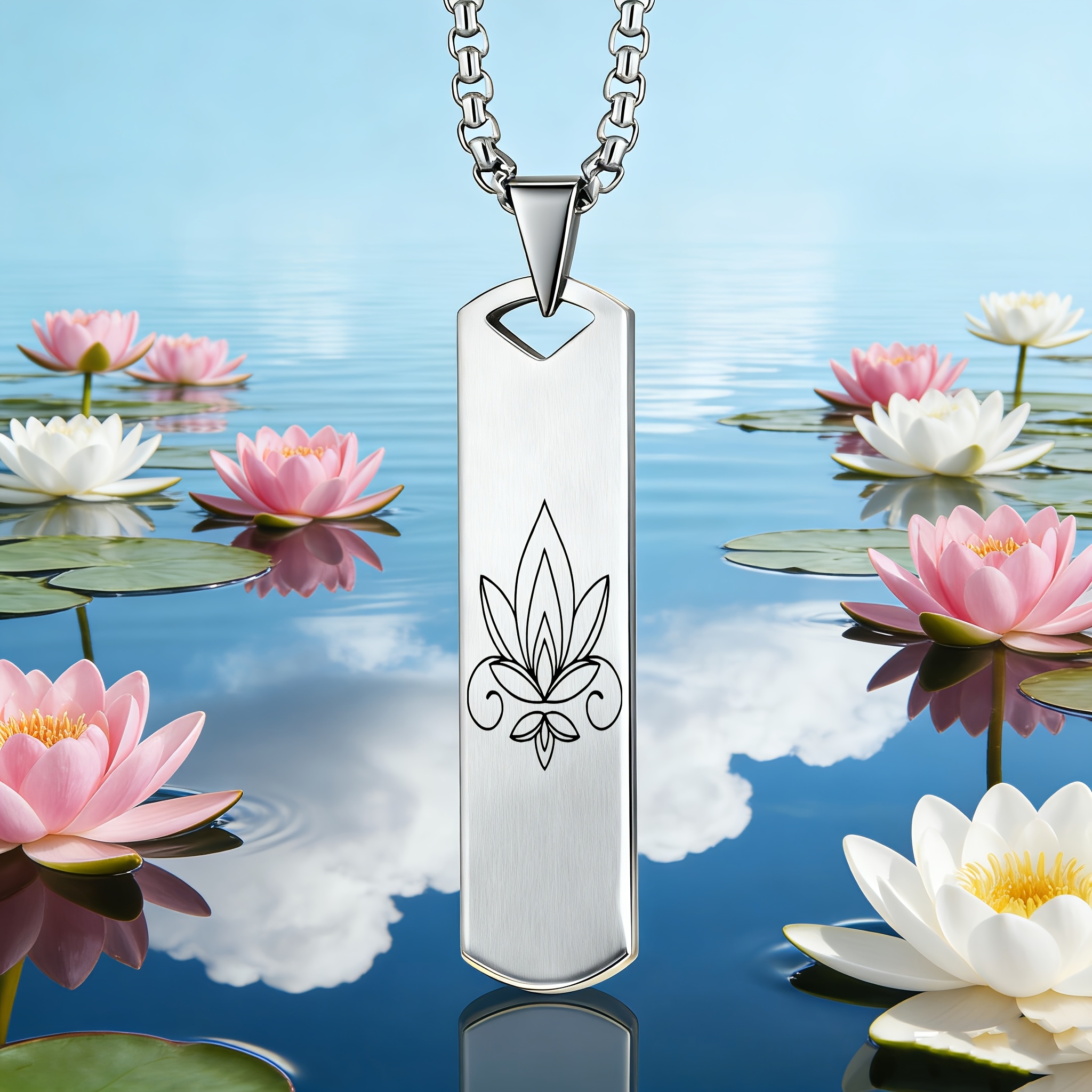 Lotus Scroll Vine Pattern Pendant Necklace, Elegant Gift